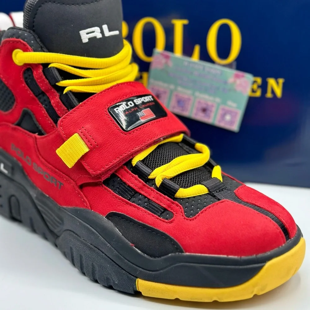 NEW Polo Ralph Lauren PS100 High-Top Sneakers 809846180002‎ Red/Black